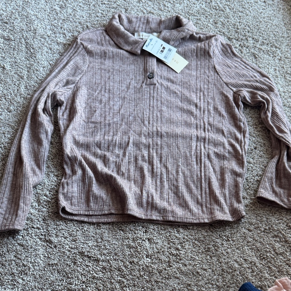 Monteau Ribbed Knit Top in Taupe